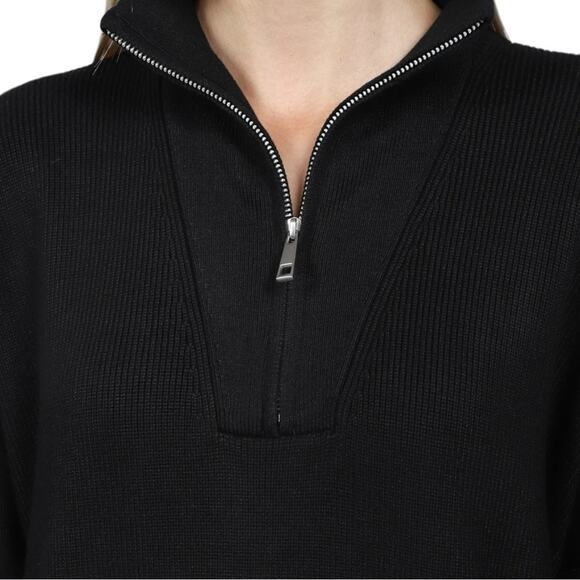 Brunette the Label Not Your Boyfriend’s Half Zip Sweatshirt in Black XS/Small - Picture 2 of 7